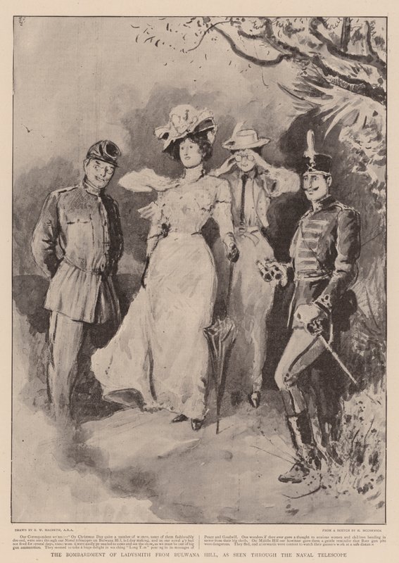 Die Bombardierung von Ladysmith vom Bulwana-Hügel, gesehen durch das Marinefernrohr von Robert Walker Macbeth