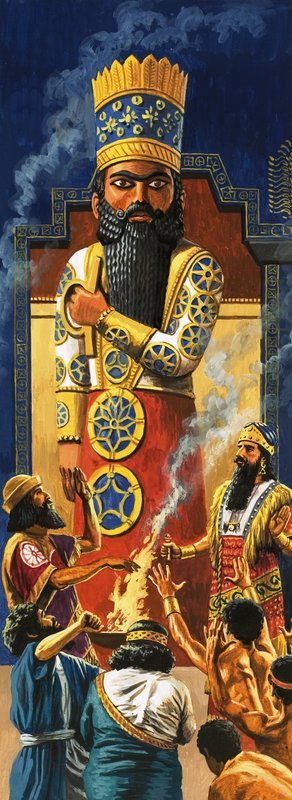 Religiöse Riten vor der vergoldeten Statue des Gottes Marduk von Roger Payne