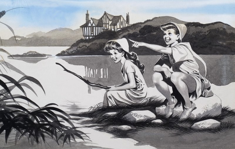 Junge und Mädchen am See von Ron Embleton