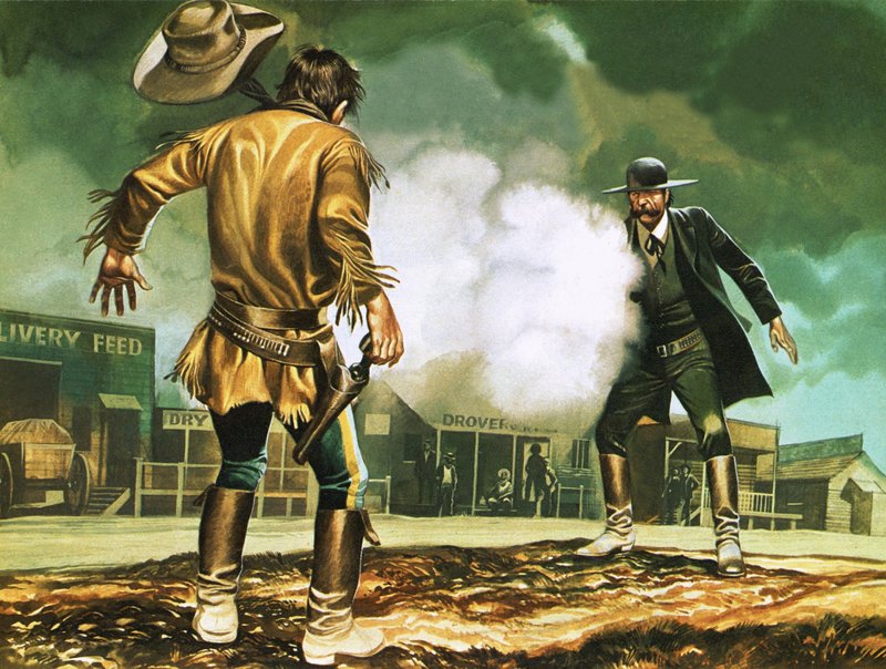 Wyatt Earp bei der Arbeit in Dodge City von Ron Embleton