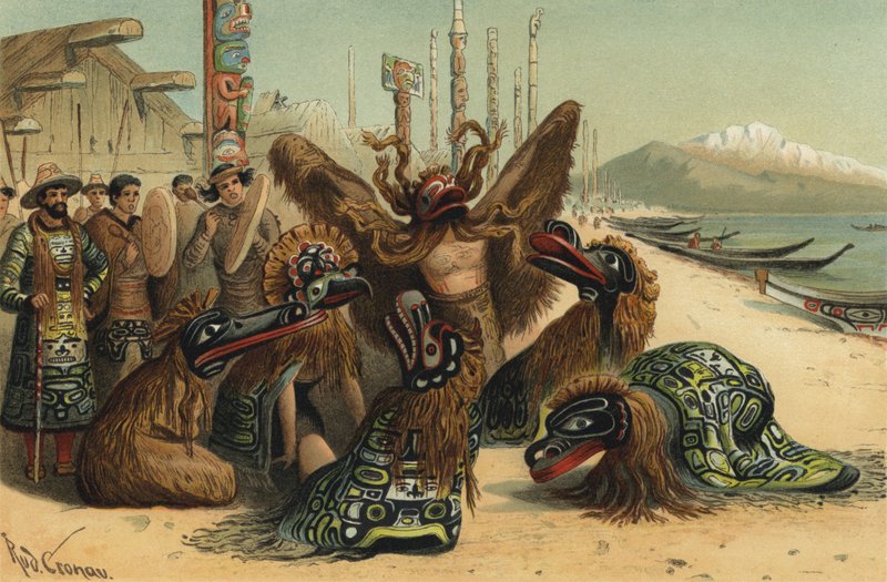Maskentanz der Nuxalk-Leute von British Columbia von Rudolf Cronau