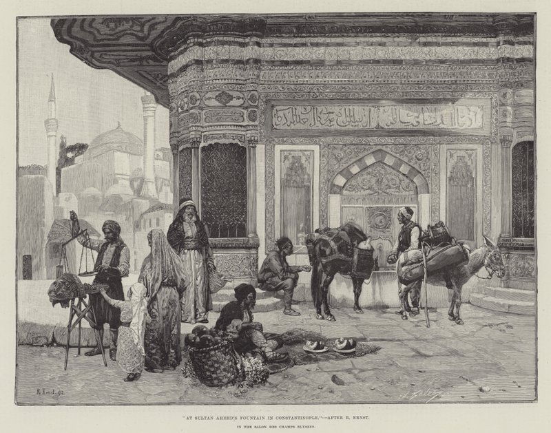 Am Brunnen von Sultan Ahmed in Konstantinopel von Rudolphe Ernst