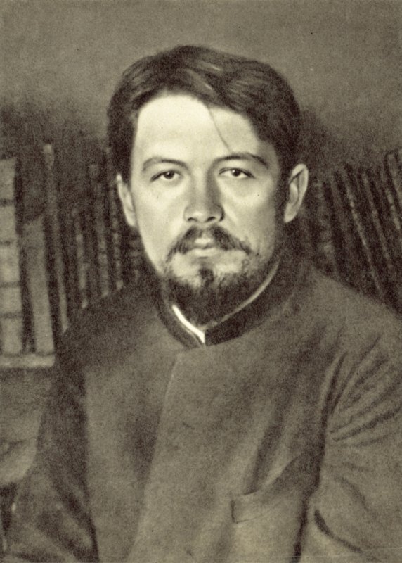 Anton Tschechow auf seinem Anwesen in Melikhovo, Russland, Ende März 1892 von Russian Photographer