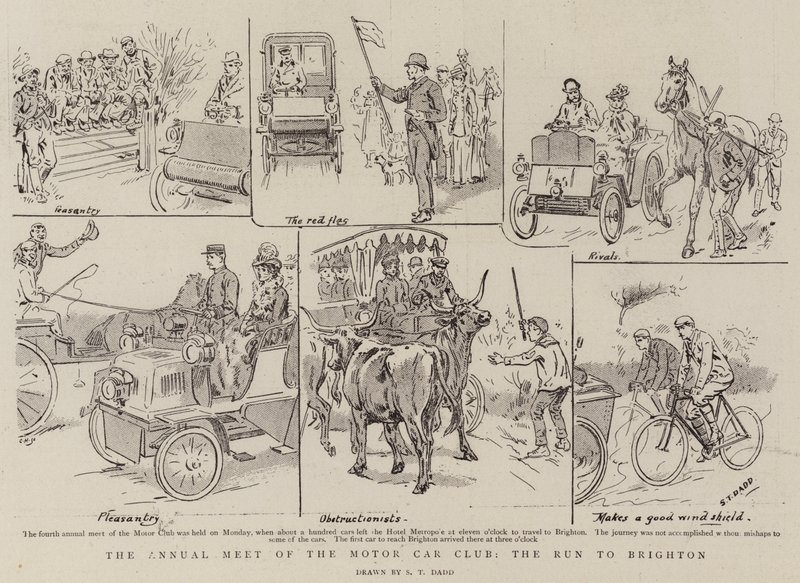 Das jährliche Treffen des Motor Car Club, die Fahrt nach Brighton von S.T. Dadd