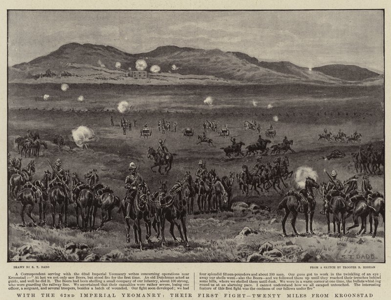 Mit der 62. Imperial Yeomanry, ihr erster Kampf, zwanzig Meilen von Kroonstad entfernt von S.T. Dadd