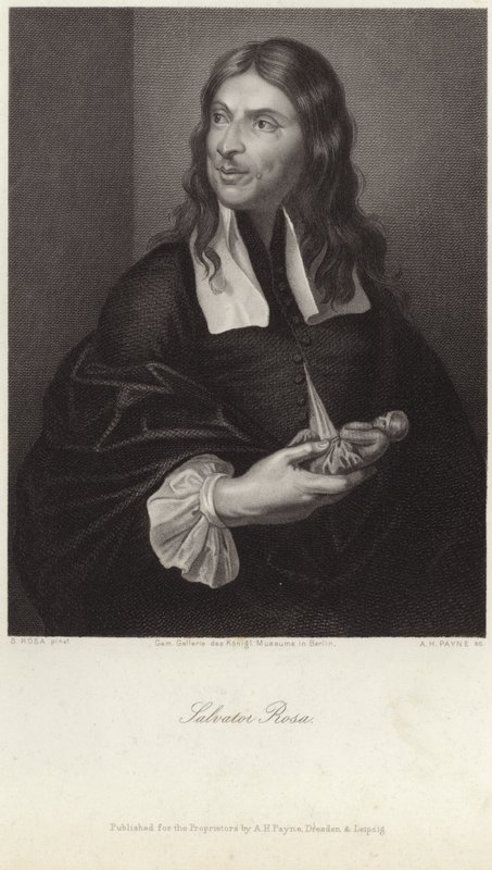 Porträt von Salvator Rosa (Gravur) von Salvator (after) Rosa
