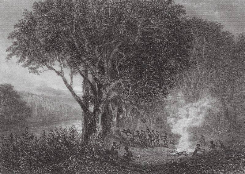 Australien: Carrobboree am Ufer des Murray (Gravur) von Samuel (after) Prout