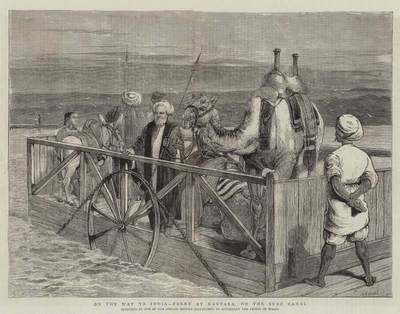 Auf dem Weg nach Indien, Fähre bei Kantara, am Suezkanal von Samuel Edmund Waller
