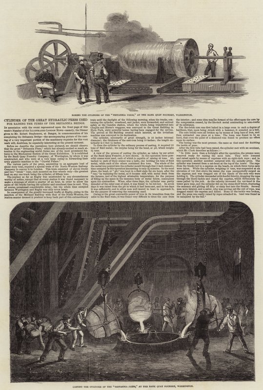 Zylinder der großen hydraulischen Presse, die zum Heben der Röhren der Britannia-Brücke verwendet wurde von Samuel Read