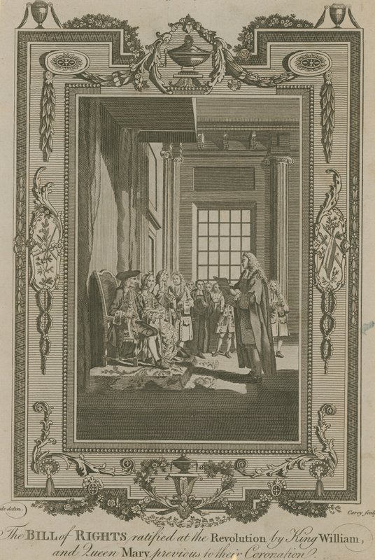 Die Bill of Rights, ratifiziert bei der Revolution von König Wilhelm und Königin Maria von Samuel Wale