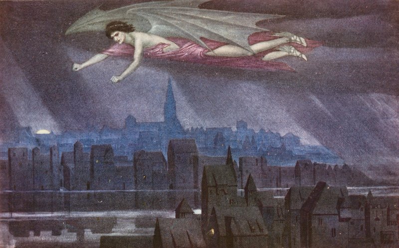 Die Goldene Legende: Luzifer fliegt über die Stadt von Sidney Meteyard