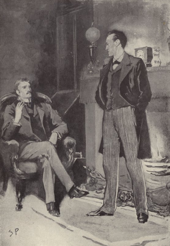 Dann stand er am Feuer: Szene aus dem Sherlock-Holmes-Mysterium Ein Skandal in Böhmen, von Arthur Conan Doyle von Sidney Paget