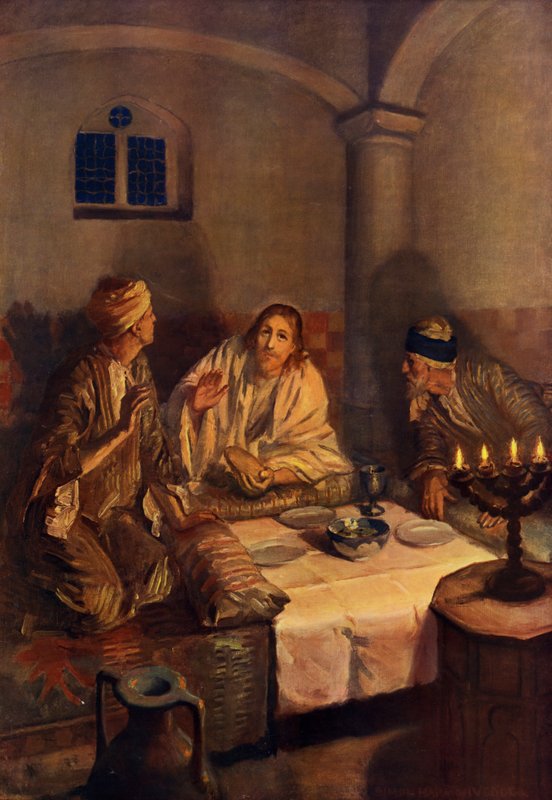 Die Reise nach Emmaus (Farblithografie) von Simon Harmon (after) Vedder