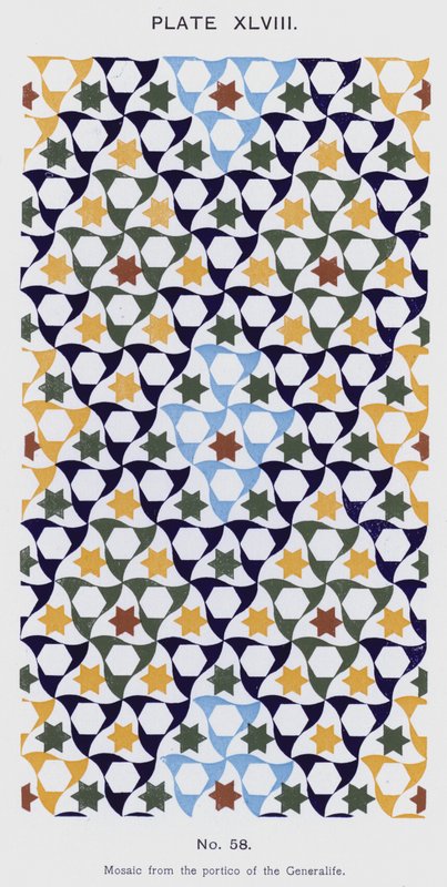 Mosaik aus dem Portikus des Generalife (Farblithografie) von Spanish School