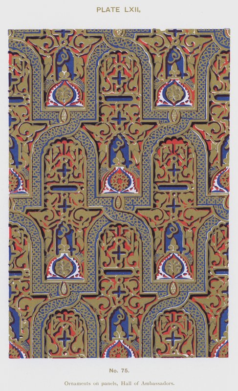 Ornamente auf Paneelen, Halle der Botschafter von Spanish School