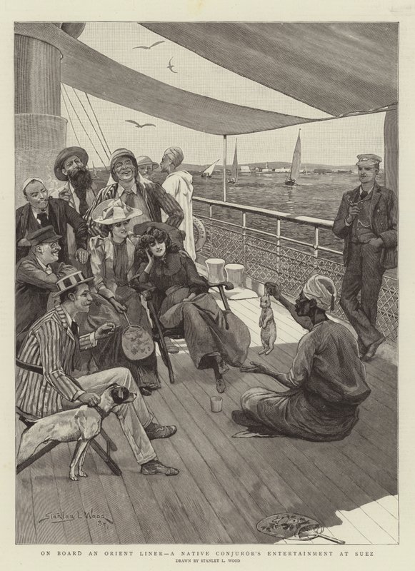 An Bord eines Orient-Liners, Unterhaltung eines einheimischen Zauberers in Suez von Stanley L. Wood