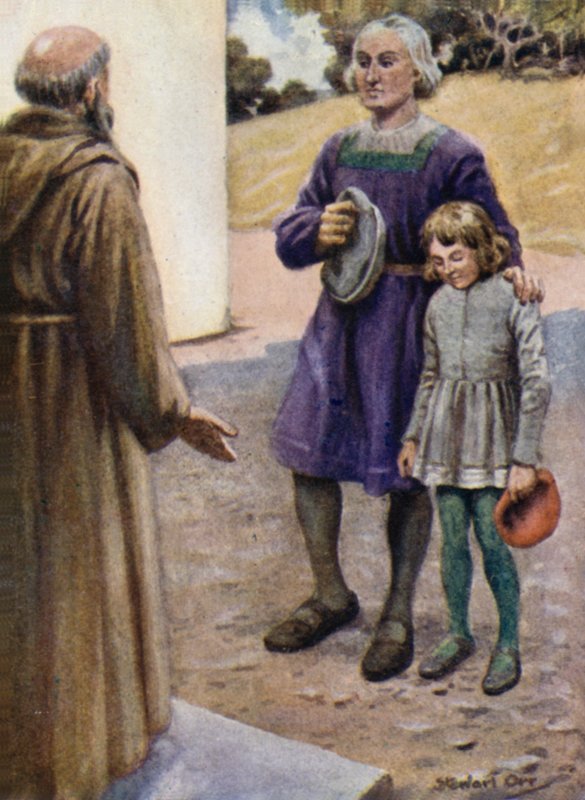 Kolumbus und sein Sohn Diego am Tor des Klosters von Stewart Orr