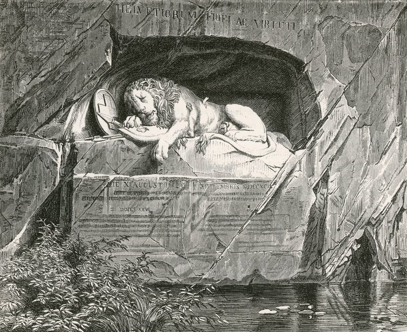 Denkmal in Luzern für die Schweizer Garde, die am 10. August 1792 bei der Verteidigung der königlichen Familie Frankreichs fiel von Swiss School