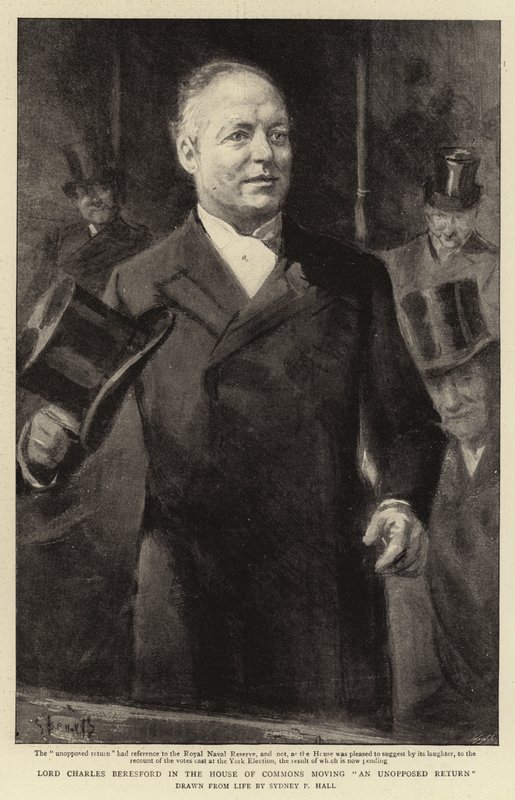 Lord Charles Beresford im House of Commons, der eine unbestrittene Rückkehr bewegt von Sydney Prior Hall