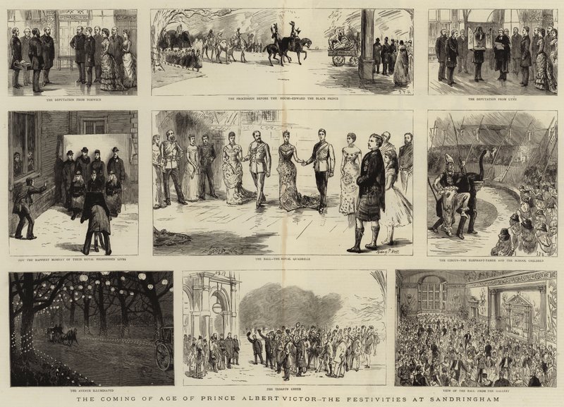 Die Volljährigkeit von Prinz Albert Victor, die Festlichkeiten in Sandringham von Sydney Prior Hall