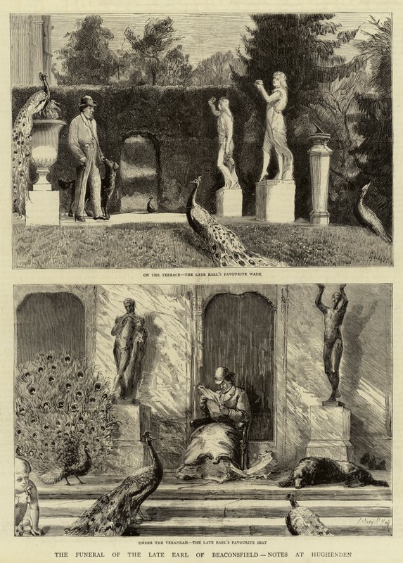 Die Beerdigung des verstorbenen Earl of Beaconsfield, Notizen in Hughenden von Sydney Prior Hall