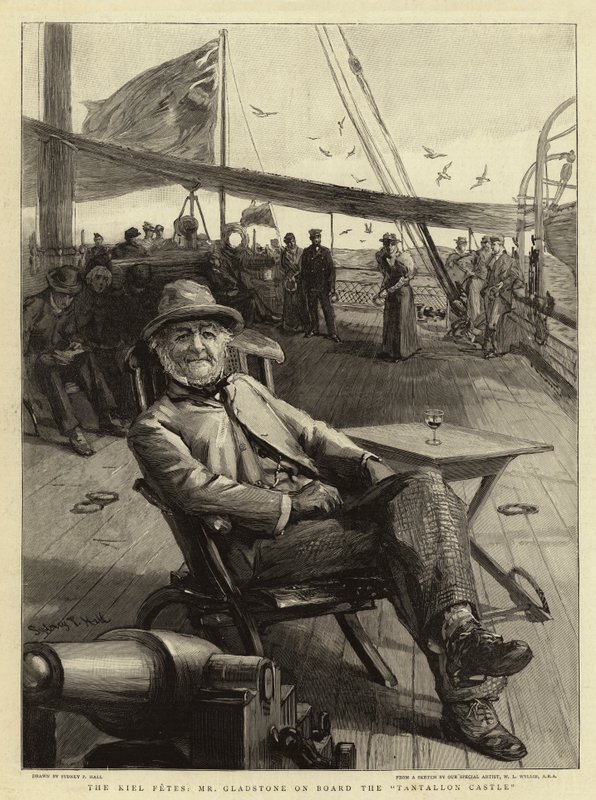 Die Kieler Feste, Mr Gladstone an Bord der Tantallon Castle von Sydney Prior Hall