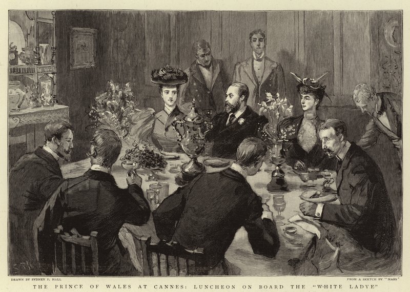 Der Prinz von Wales in Cannes, Mittagessen an Bord der White Ladye von Sydney Prior Hall
