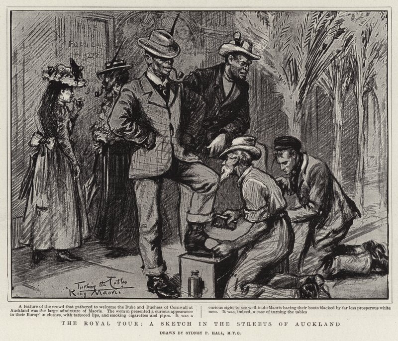 Die königliche Tour, eine Skizze in den Straßen von Auckland von Sydney Prior Hall