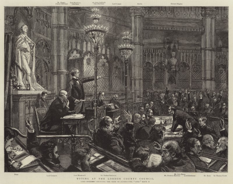 Abstimmung im London County Council von Sydney Prior Hall