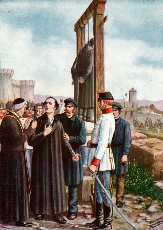 Die Märtyrer von Belfiore: Don Enrico Tazzolis letzte Momente, 1853 von Tancredi Scarpelli