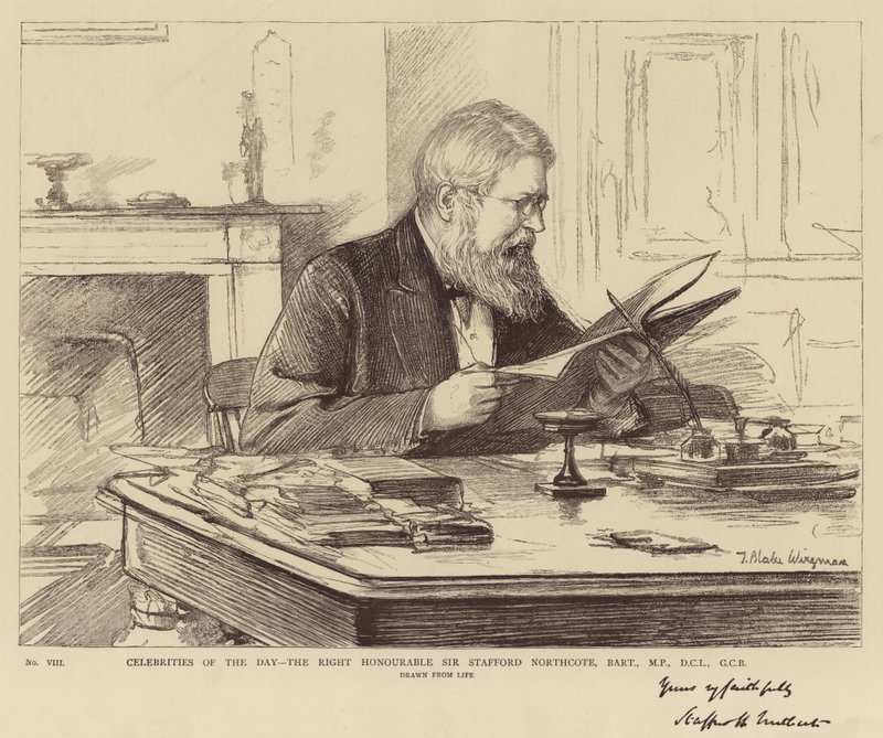 Berühmtheiten des Tages, der ehrenwerte Sir Stafford Northcote, Baronet, MP, DCL, GCB von Theodore Blake Wirgman