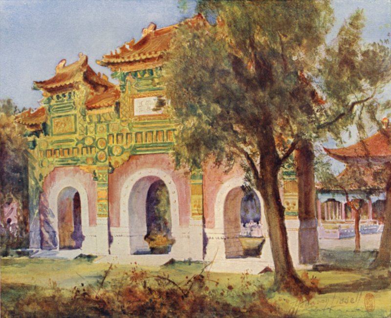 Peking, Porzellan-Pailau in der Halle der Klassiker von Thomas Hodgson Liddell