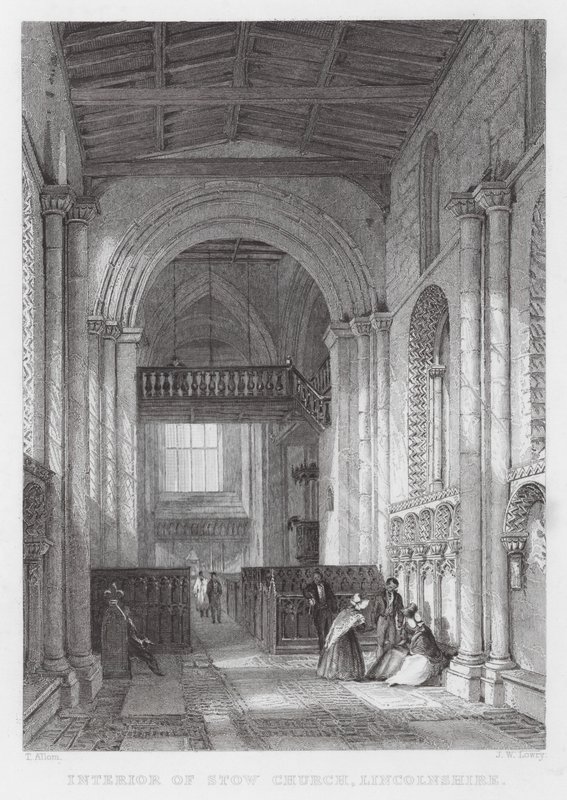 Innenraum der Stow Kirche, Lincolnshire (Gravur) von Thomas (after) Allom
