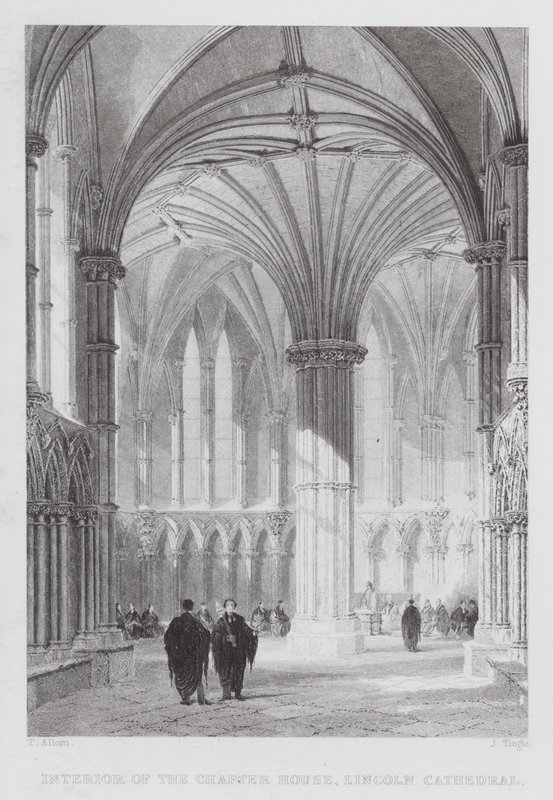 Innenraum des Kapitelsaals, Lincoln Cathedral (Gravur) von Thomas (after) Allom