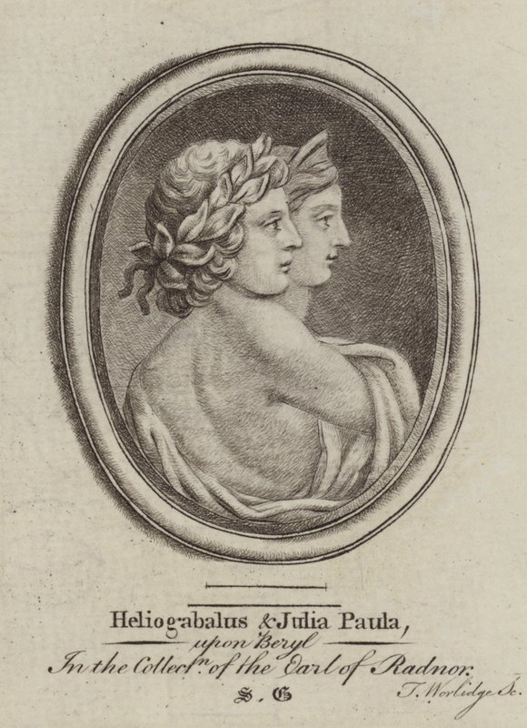 Heliogabalus, römischer Kaiser, und Kaiserin Julia Paula (Stich) von Thomas (after) Worlidge