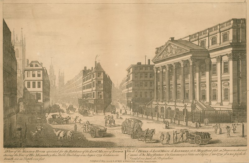 Ansicht des Mansion House, Residenz des Lord Mayor von London von Thomas Bowles