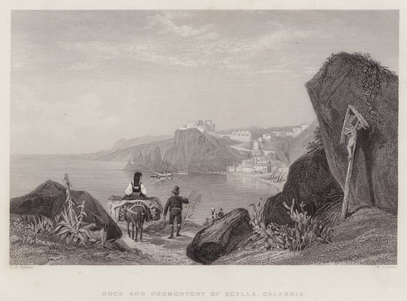 Felsen und Vorgebirge von Scylla, Kalabrien, Italien (Stich) von Thomas Brabazon Aylmer