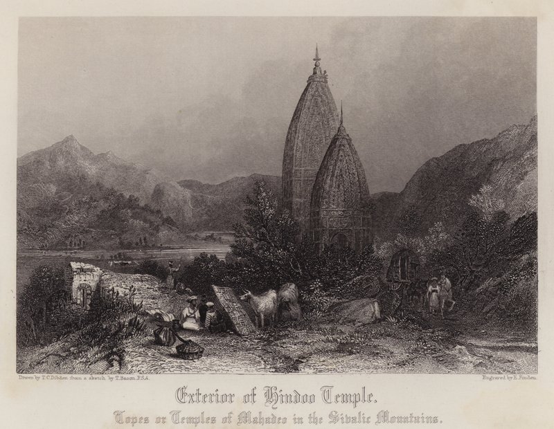 Außenansicht des Hindoo-Tempels von Thomas Colman (after) Dibdin