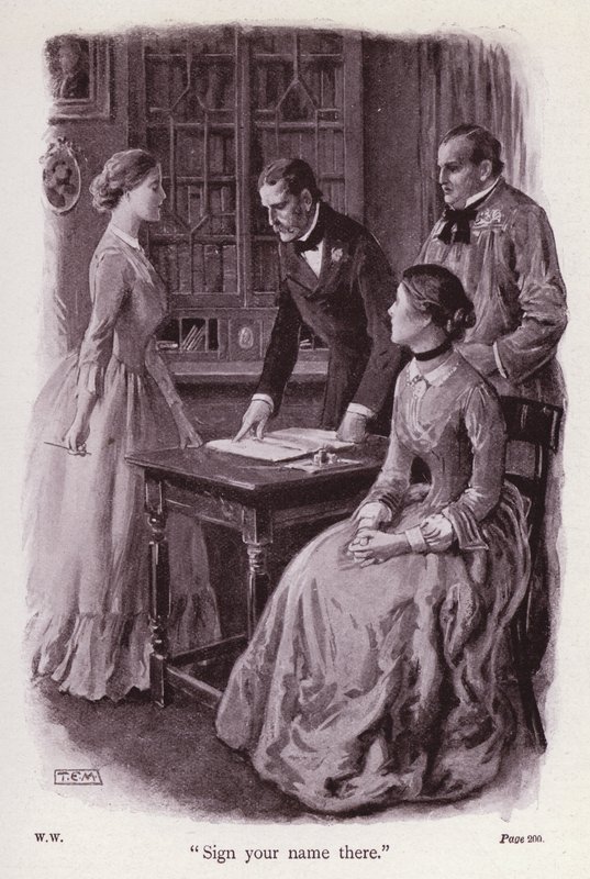 Illustration für Die Frau in Weiß von Wilkie Collins von Thomas Eyre Macklin