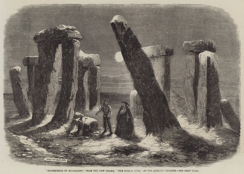 Stonehenge bei Mondlicht, aus dem neuen Drama, Der Borgia-Ring, im Adelphi-Theater von Thomas Harrington Wilson