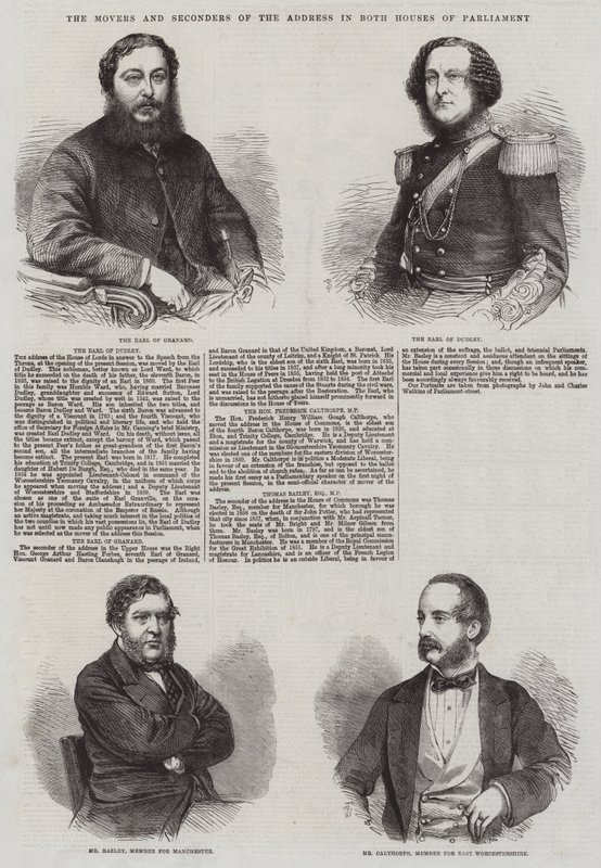 Die Antragsteller und Unterstützer der Adresse in beiden Häusern des Parlaments von Thomas Harrington Wilson