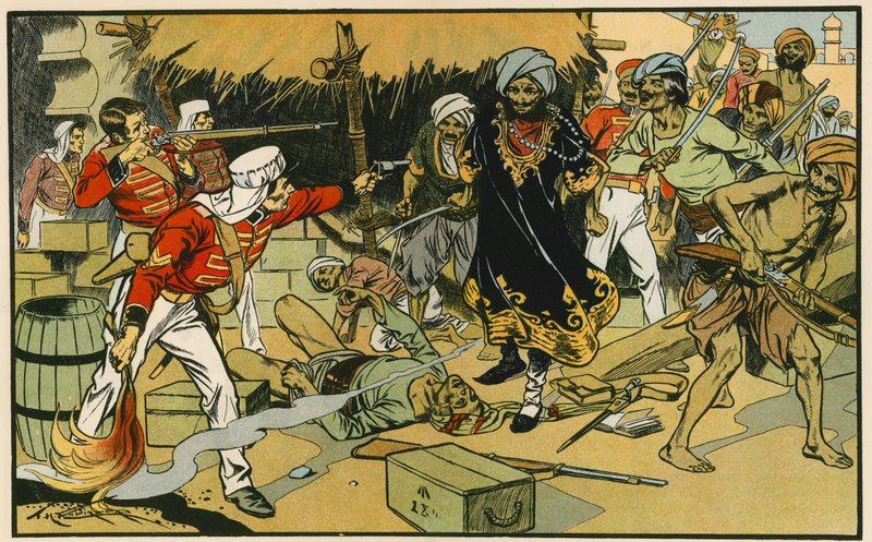Zerstörung des Magazins in Delhi von Thomas Heath Robinson