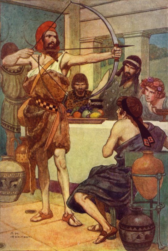 Odysseus bestraft die Freier von Thomas Heath Robinson