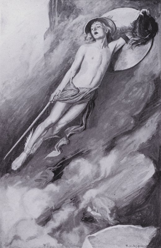Perseus sprang in die Luft von Thomas Heath Robinson