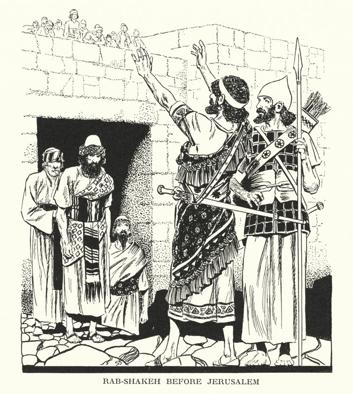 Rab-Schakeh vor Jerusalem von Thomas Heath Robinson
