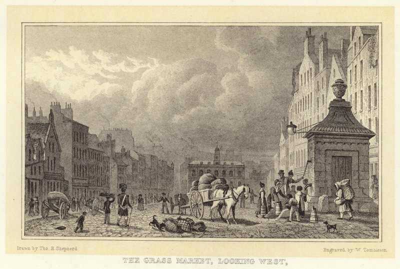 Der Grass Market, Blick nach Westen (Gravur) von Thomas Hosmer (after) Shepherd