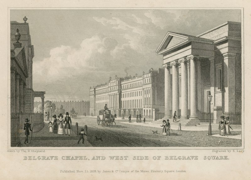 Belgrave Chapel und die Westseite des Belgrave Square von Thomas Hosmer Shepherd