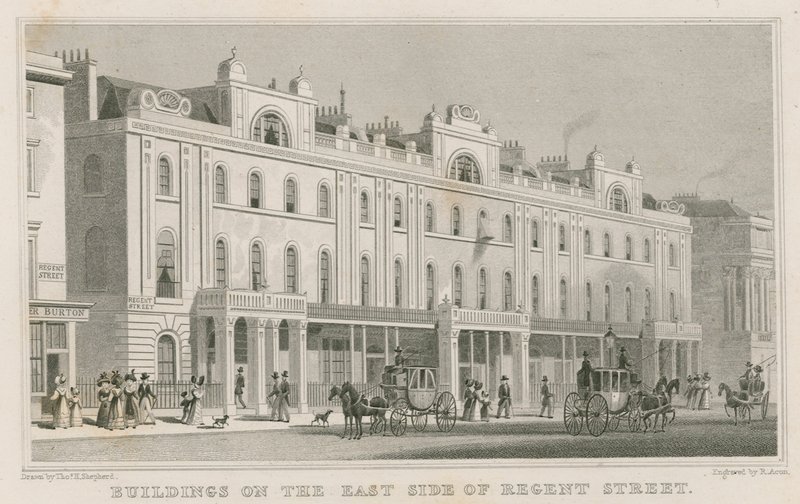 Gebäude auf der Ostseite der Regent Street, London von Thomas Hosmer Shepherd