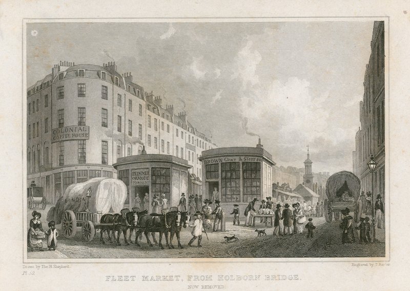 Fleet Market von der Holborn Bridge (jetzt entfernt) von Thomas Hosmer Shepherd