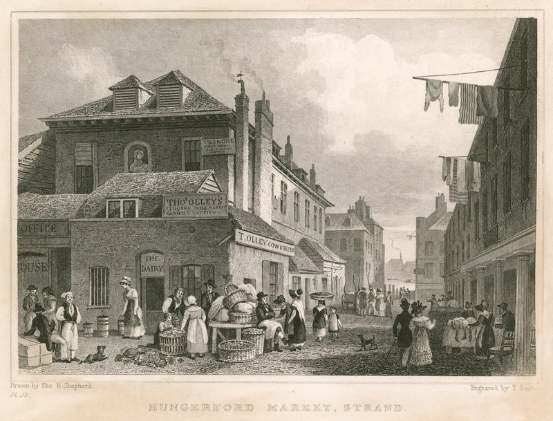 Hungerford Market, in der Nähe der York Buildings, The Strand, London von Thomas Hosmer Shepherd
